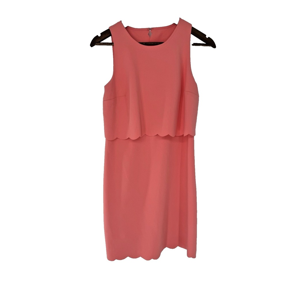 LOFT by Anne Taylor Coral Peach Pink Shift Dress Size 2 Easter spring coquette